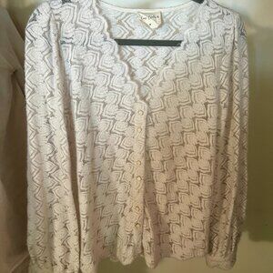 Easy Clothes Lace Button Cardigan, Size M, Cream White